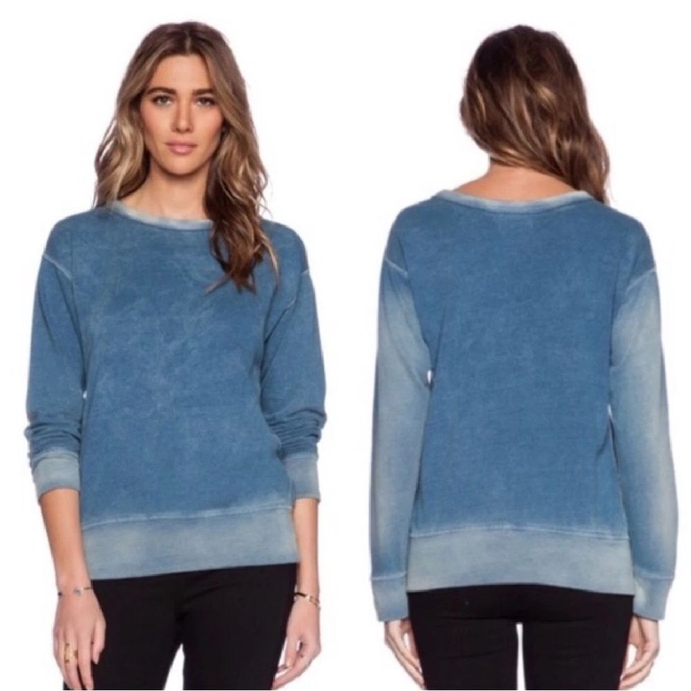 Monrow Faded Blue Crew Neck Sweater Ombre XS